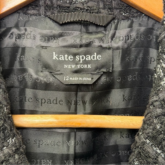 Kate Spade New York, Black Tweed Jacket, Size 12, Textured Blazer - Picture 4 of 9